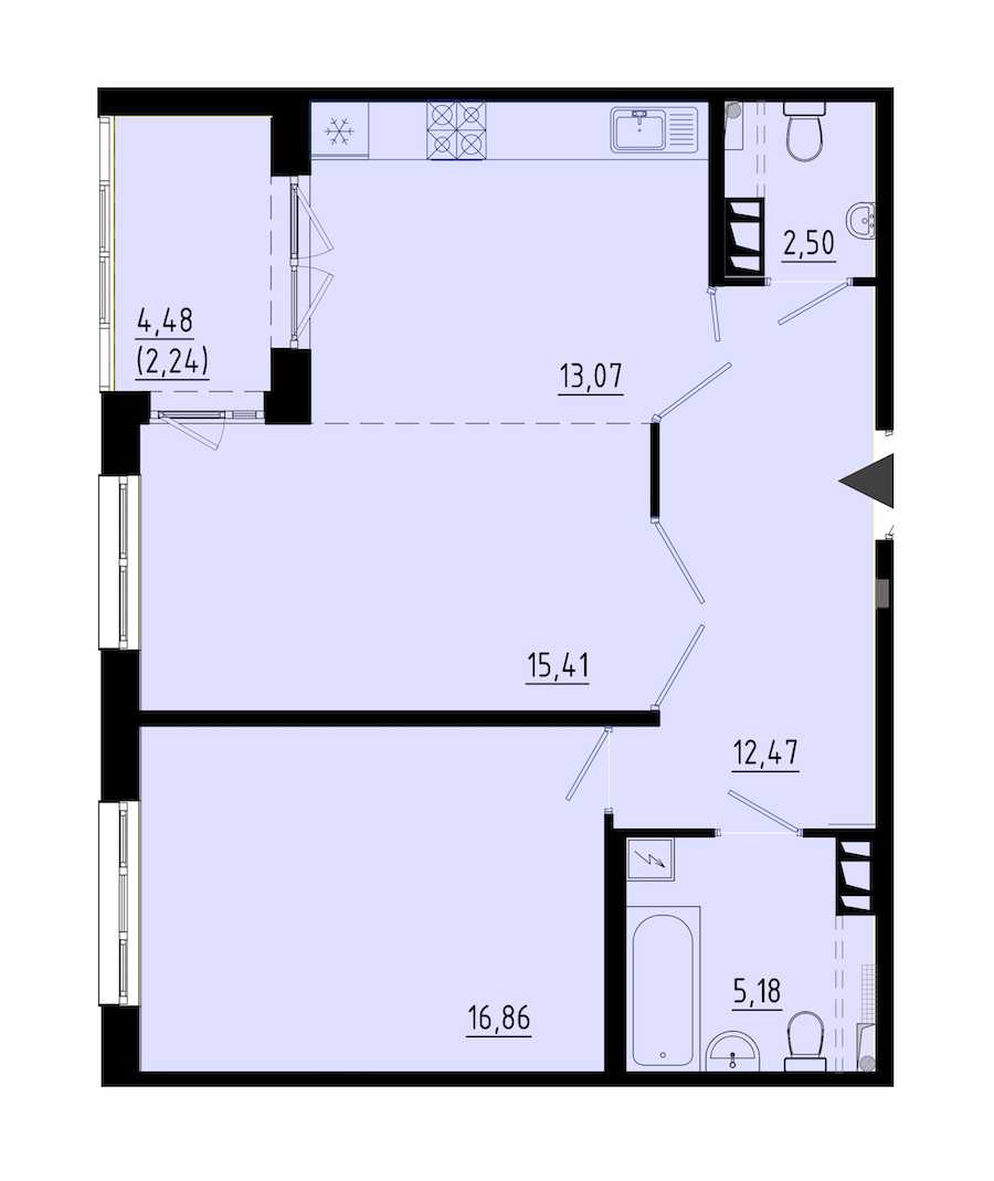 Однокомнатная квартира в : площадь 66.1 м2 , этаж: 4 – купить в Санкт-Петербурге